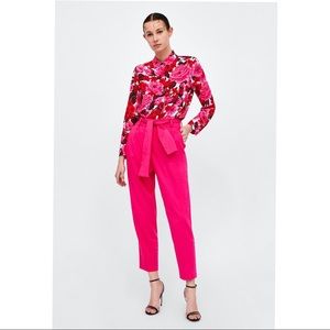 ZARA paperbag pants fuchsia